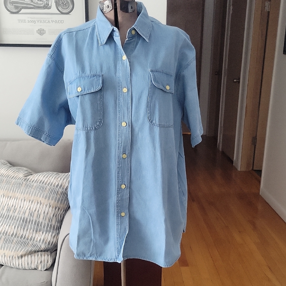 American Rave Shirt, XL, Blue Vintage.